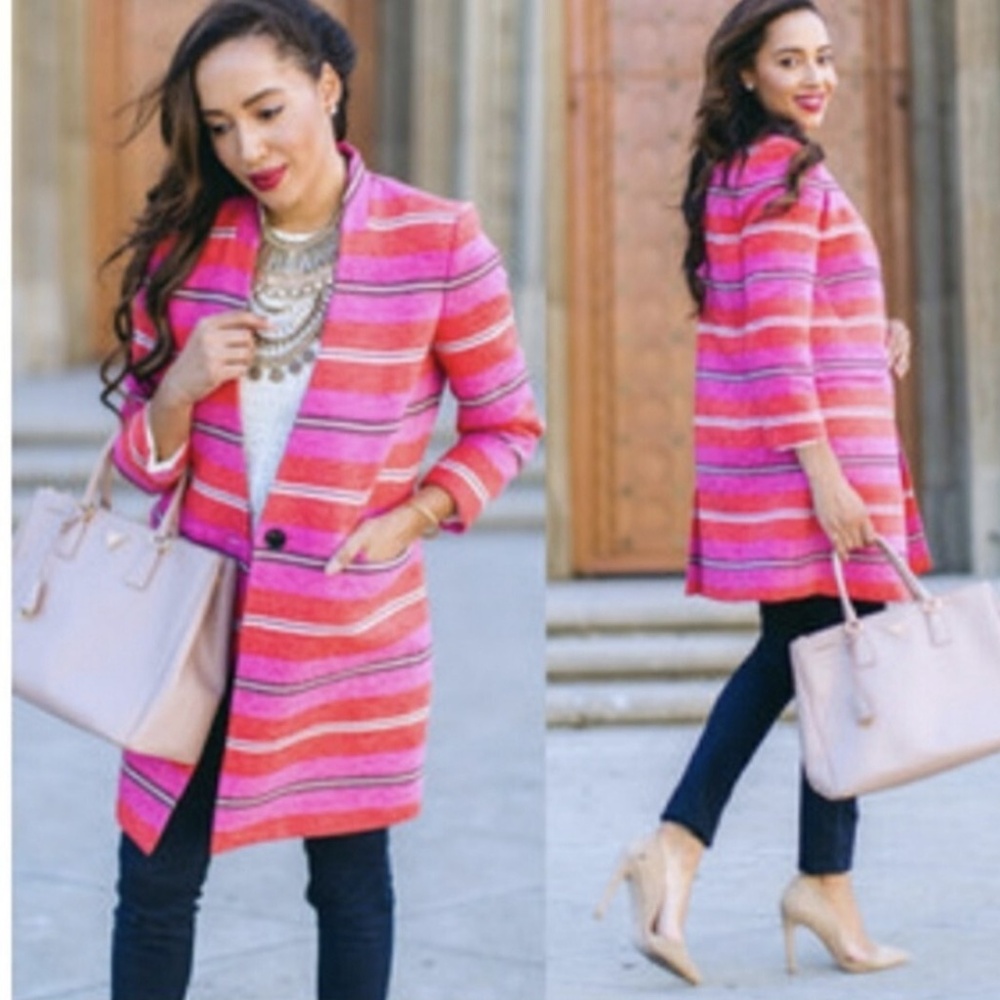 NWT Banana Republic Red and Pink Striped Blazer Coat